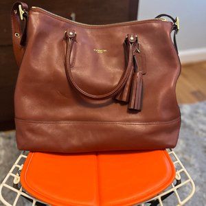 Coach Brown Leather Zipper Tote